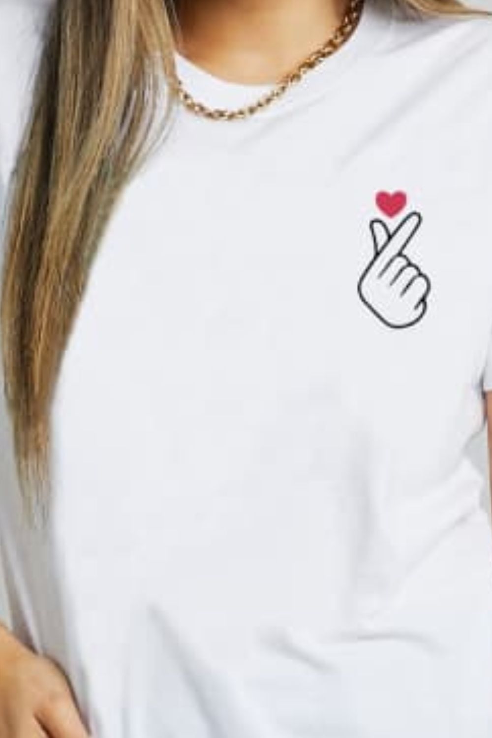 Simply Love Finger Heart Emoji Graphic Cotton T-Shirt