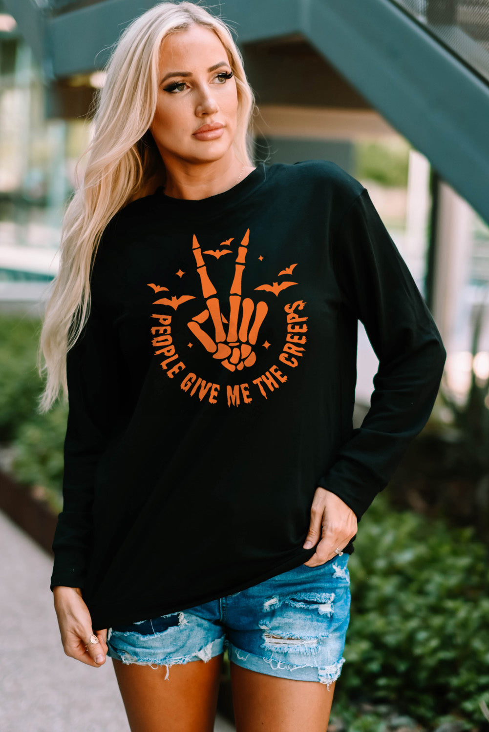 PEOPLE GIVE ME THE CREEPS Halloween Graphic Sweatshirt