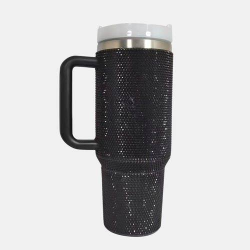 Rhinestone Stainless Steel Tumbler with Straw