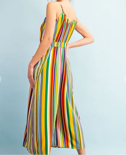 Striped Wide Leg Jumpsuit with Belt