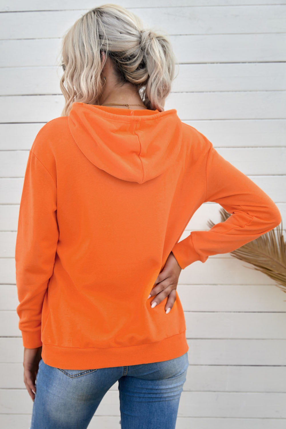 Drawstring Kangaroo Pocket Long Sleeve Pullover Hoodie