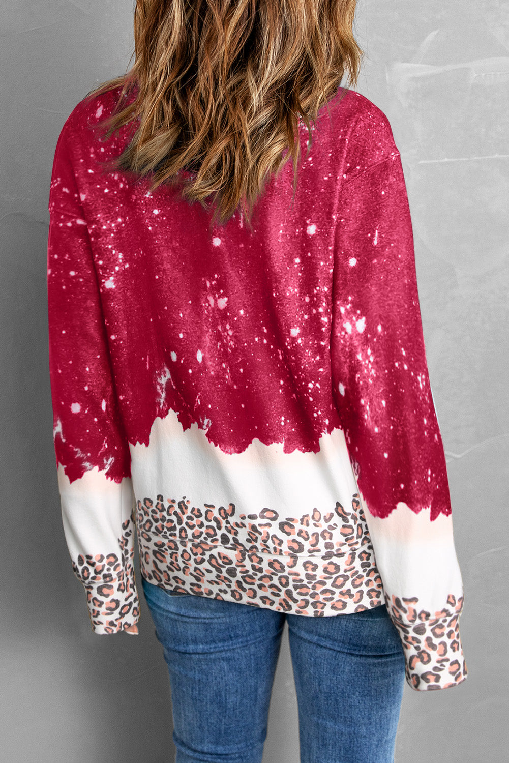 Leopard Contrast Drop Shoulder Sweatshirt