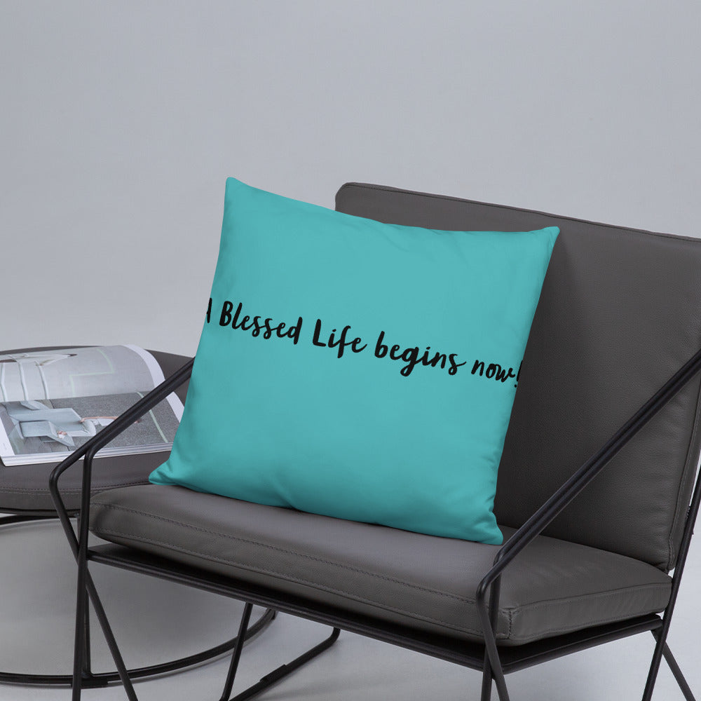 Blessed Life! Basic Pillow (blue)