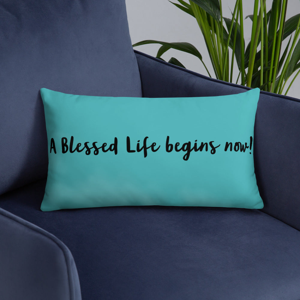 Blessed Life! Basic Pillow (blue)