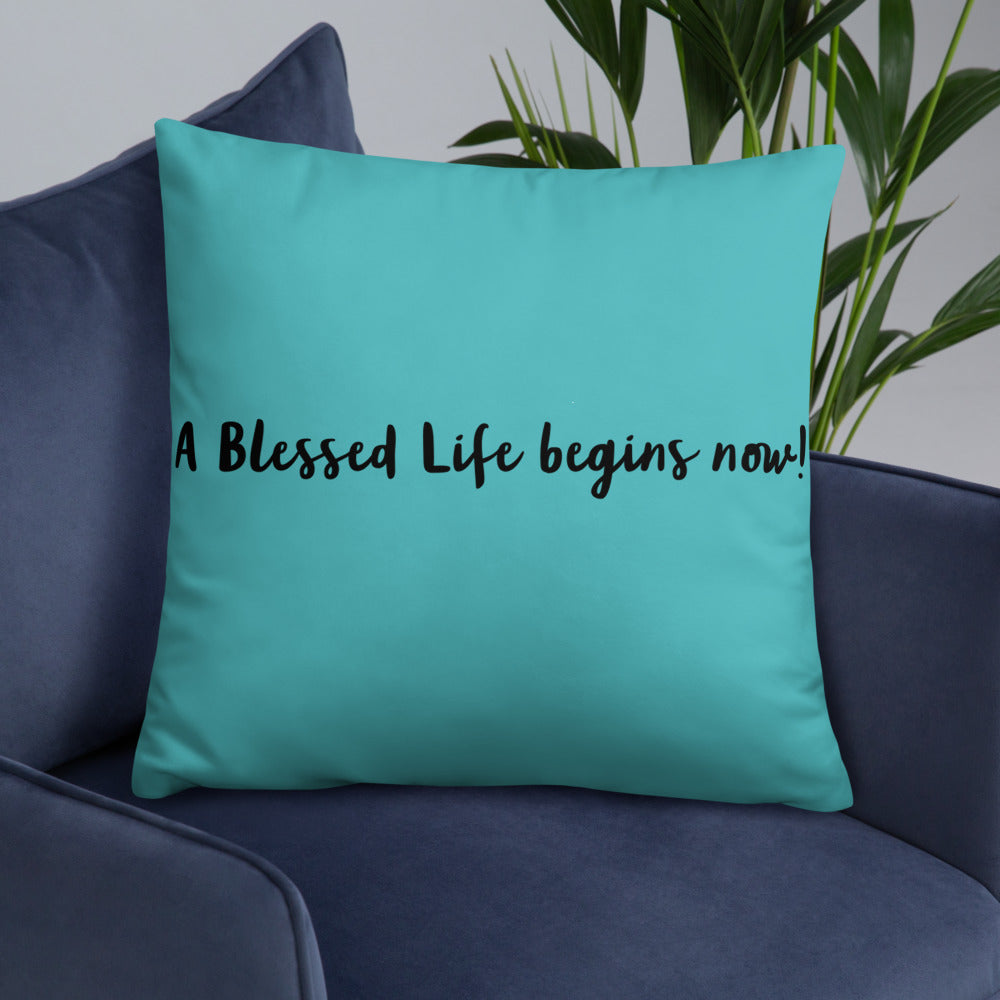 Blessed Life! Basic Pillow (blue)