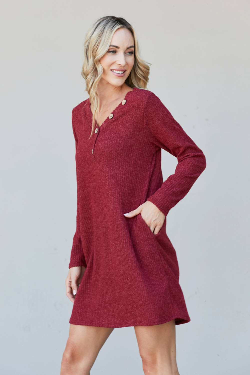 Heimish Chicago Skyline Full Size Ribbed Henley Dress