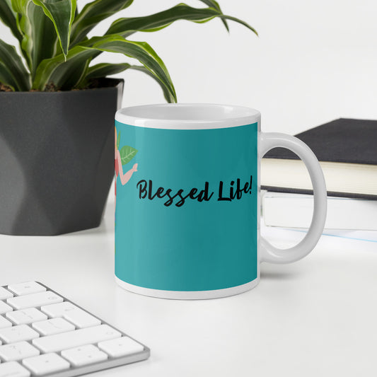 Blessed Life!  Blue glossy mug