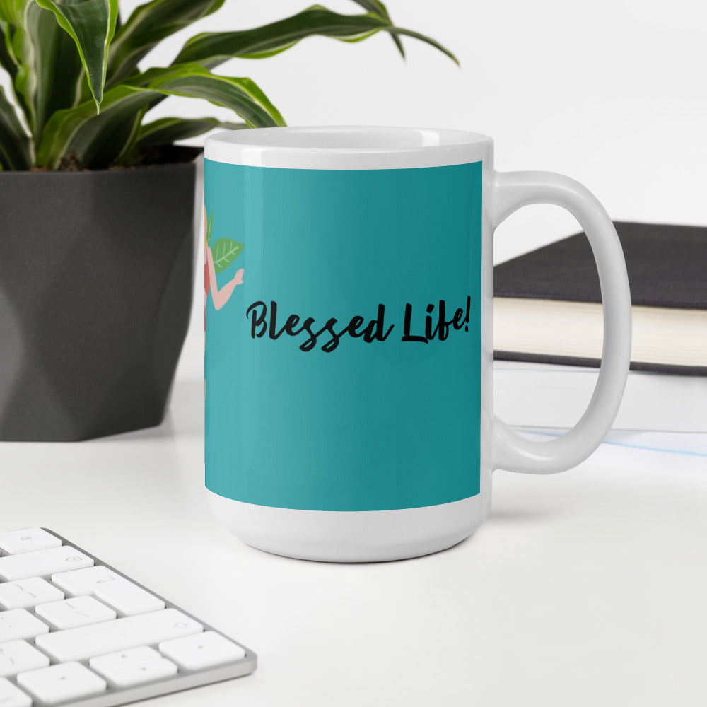 Blessed Life!  Blue glossy mug